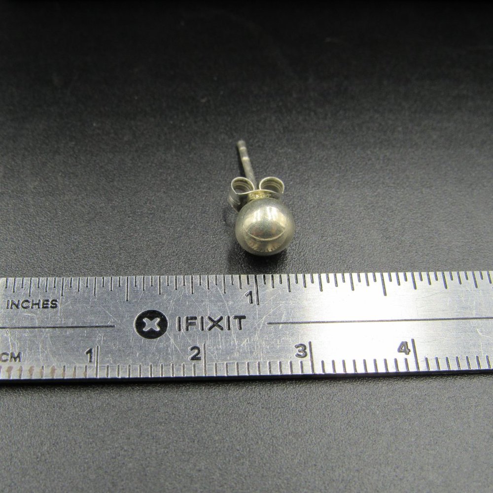 Sterling Silver Small Plain Orb Stud Earrings - image 5